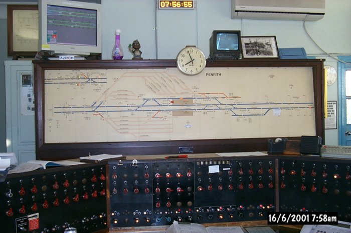 A view of the signaller's control desk at Penrith.