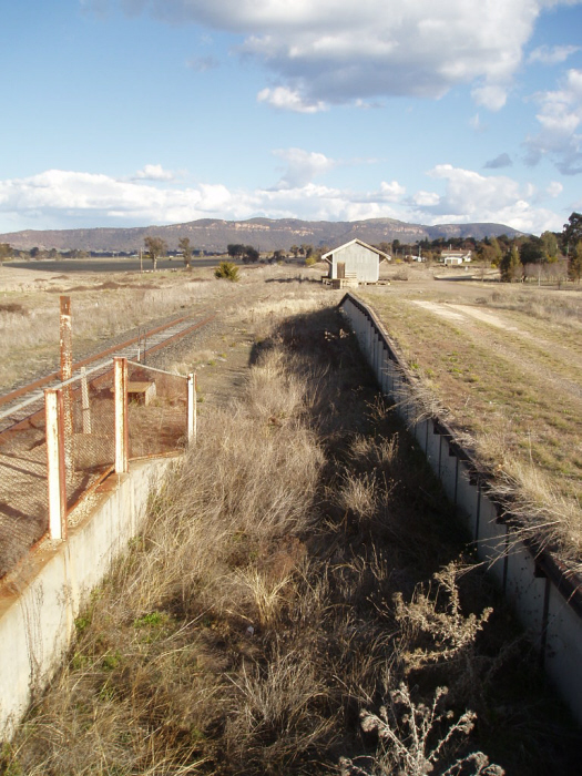 The view looking towards Sydney along the former dock siding and loading bank, towards the goods shed.
