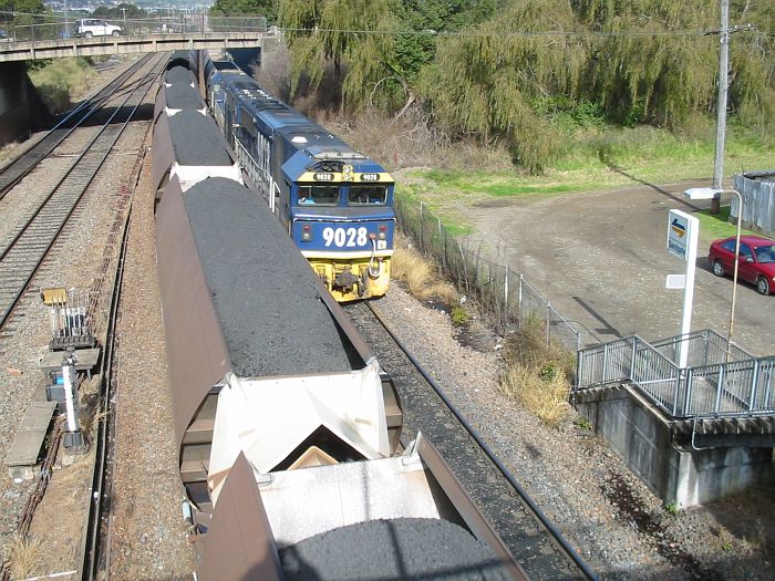 
Empty and loaded coal trains pass each other on the coal roads.
