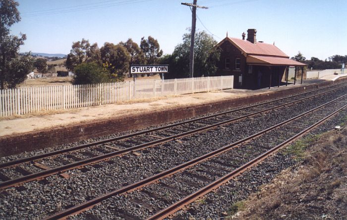 
The view looking up the line showing the platform and station building.

