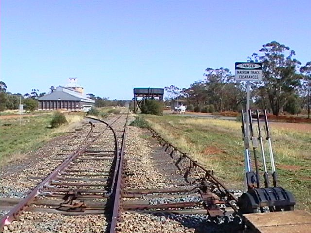 
The view of the approaches to the station, looking towards Rankins Springs.
The station was located beyond the elevated water tank.
