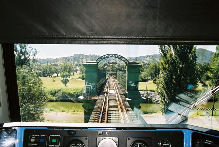 
The view from the cabin of an Xplorer as it approaches the Peel River bridge,
heading towards Tamworth.
