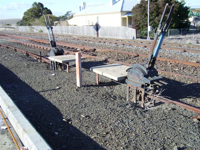 A pair of ground frames on the siding at the northern end of the station.