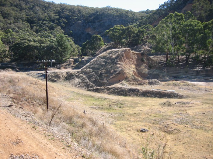 Tarana Quarry with the main pit visible in the background. No trace remains of any railway infrastructure at the site.