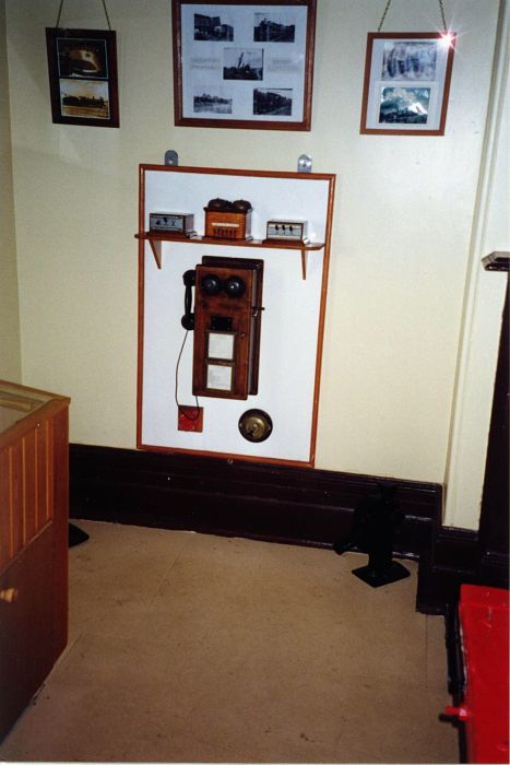 
Restored section telephone and safeworking equipment on display at the museum.
