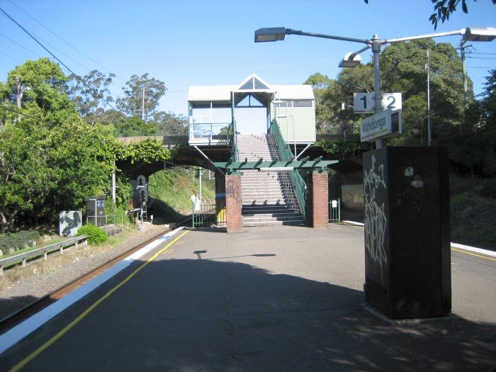 the entrance to Wahroonga station at the southern end of the platform.