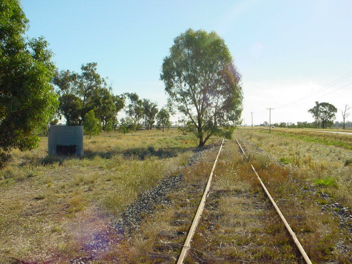
The view looking west shows only a small water tank near the loation of the
one-time station.
