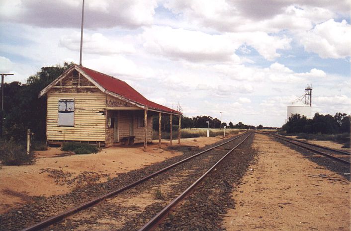 
The station building and platform remains at Wakool.
