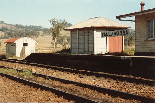 
A closer view of the up end of the station, including the name board.
