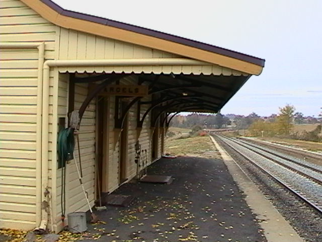 
A close-up of the station building on the up platform.
