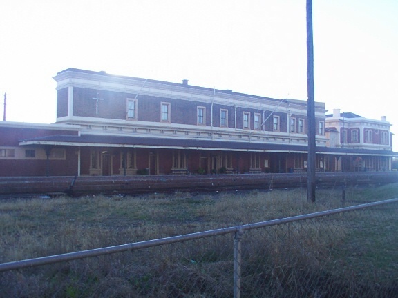 
The impressive two-storey station building.
