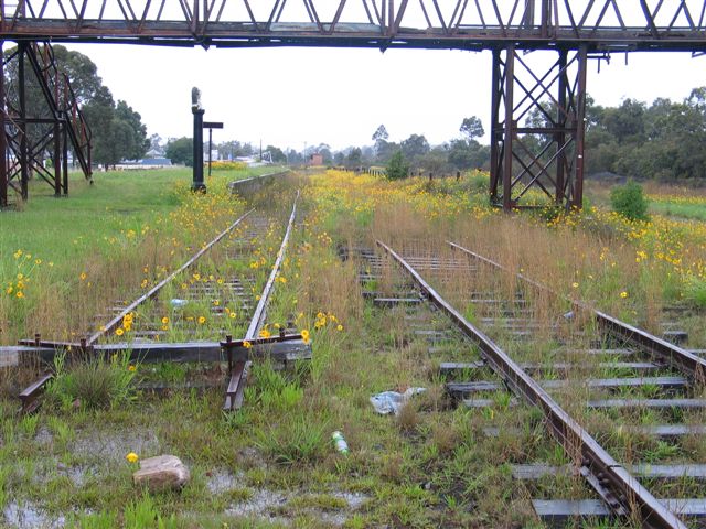 
The view looking up the line at the station.  The truncated line is the
former Up Main, with the Down Main on the right.

