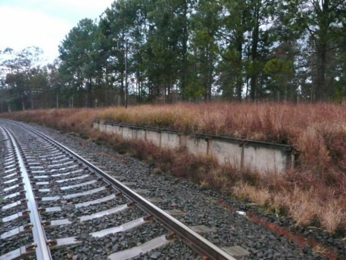 The remains of a loading back south of the level crossing.