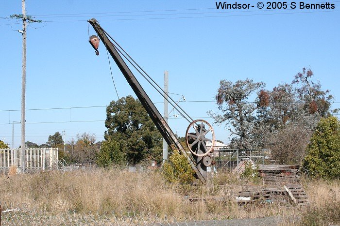 This goods crane was located on a loading dock on the one-time goods siding at the down end of the station.