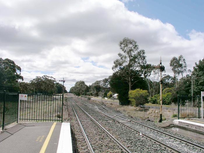 
A pair of semaphore signals are still present at the up end of the station.
