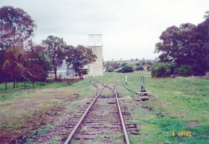The view looking north towars the silo siding. The station is located behind the silo.