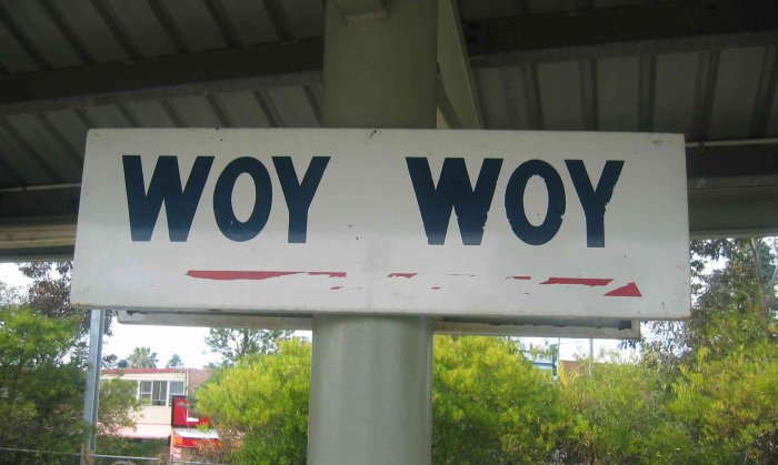 An older-style station sign.