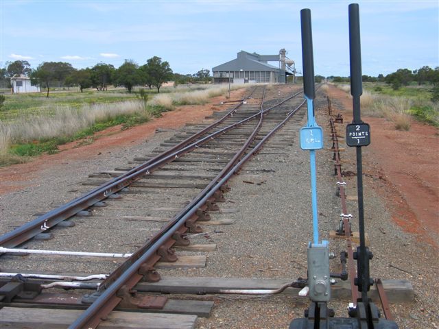 The view looking south from the northern end of the grain siding.