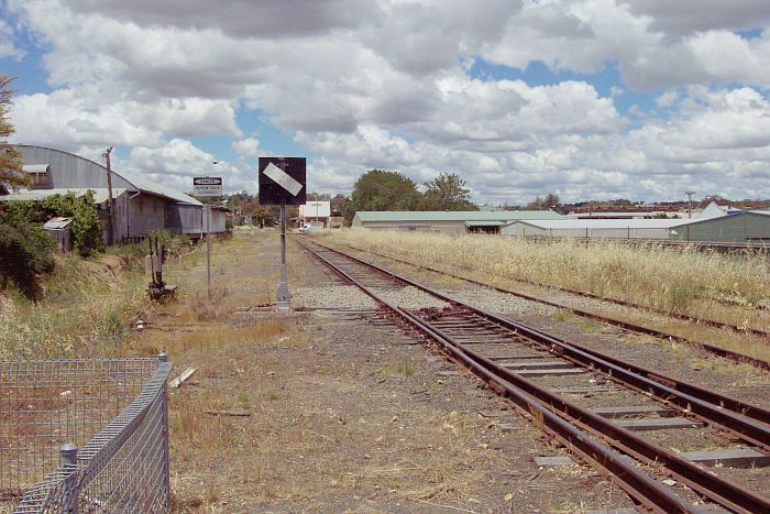 
The view looking south through the yard towards the station.
