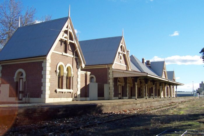 The view looking across to the well-preserved station building.